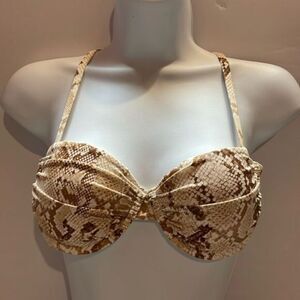 Shade & Shore woman snake print brown/tan wire padded push-up bikini Sz 32B